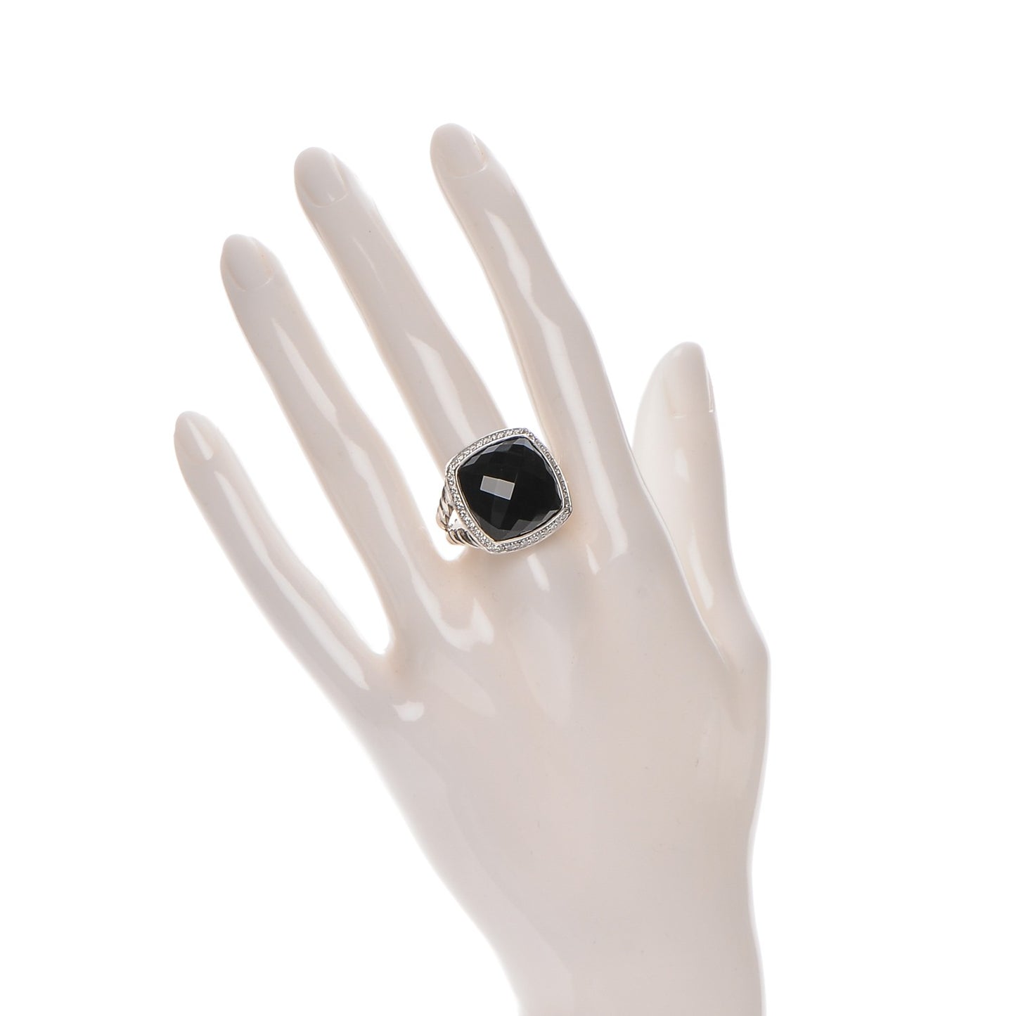 Sterling Silver Diamond Black Onyx 17mm Albion Ring 55 7.25