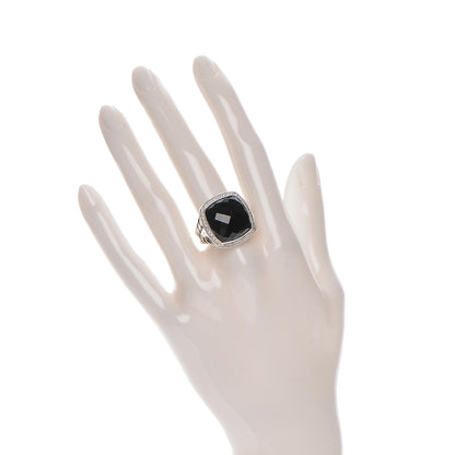 David Yurman Sterling Silver Diamond Black Onyx 17mm Albion Ring 55 7.25 2 of 4