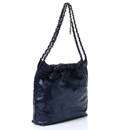 Chanel Metallic Calfskin Quilted Small Chanel 22 Navy Blue 4 of 12