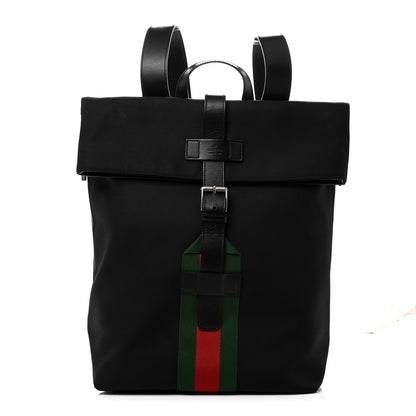 Gucci Techno Canvas Web Single Buckle Backpack Black 1 of 11