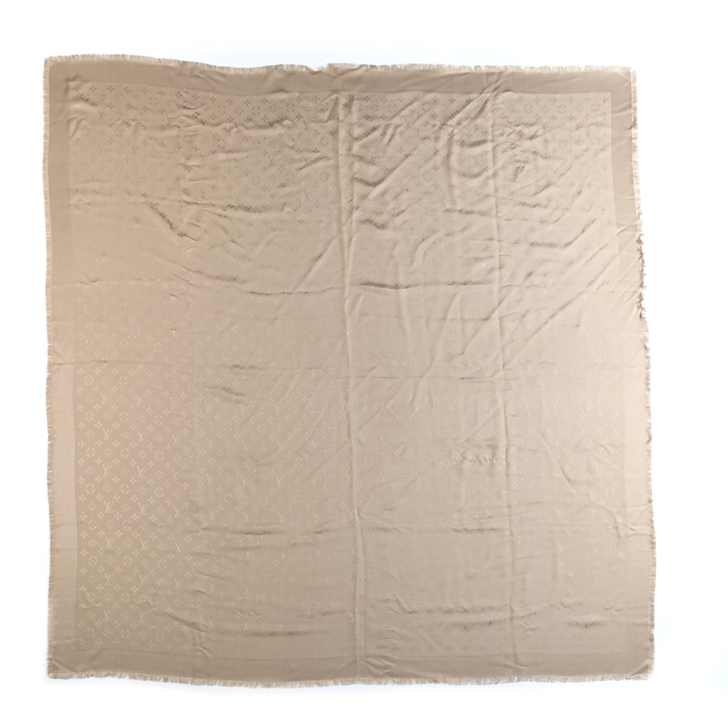 Silk Monogram Shawl Greige