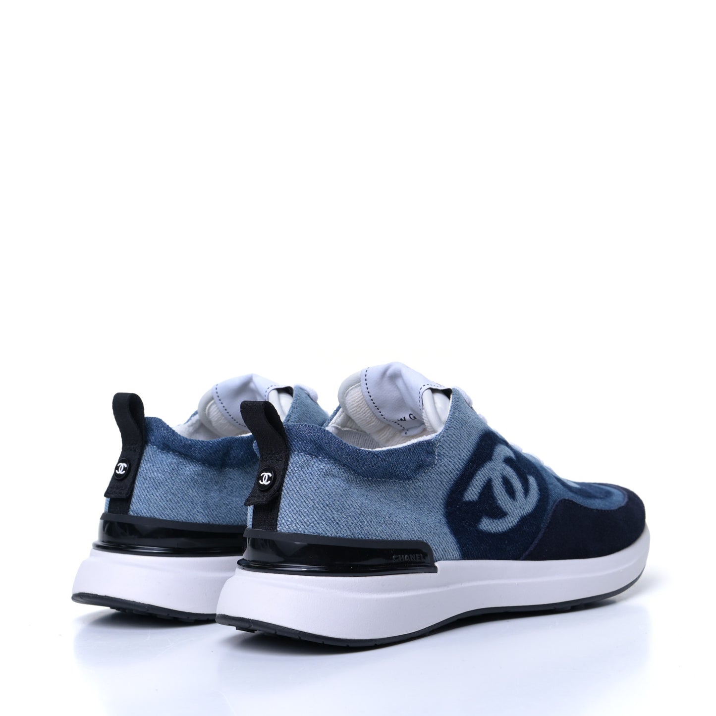Denim Suede Calfskin Womens CC Sneakers 36.5 Dark Blue