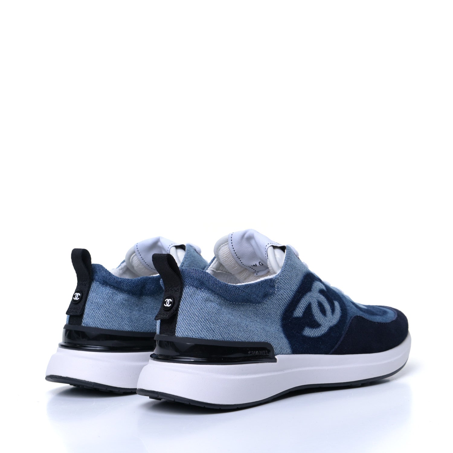 Chanel Denim Suede Calfskin Womens CC Sneakers 36.5 Dark Blue 3 of 9