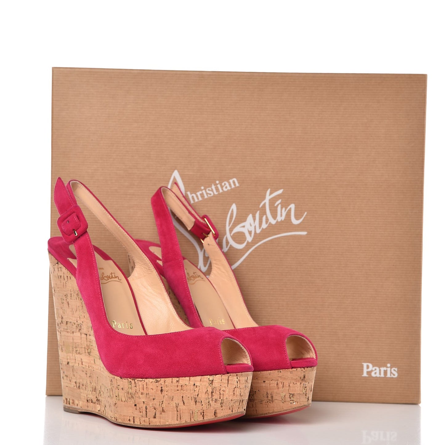 Suede Cork Une Plume Sling 140 Wedges 37 Cyclamen