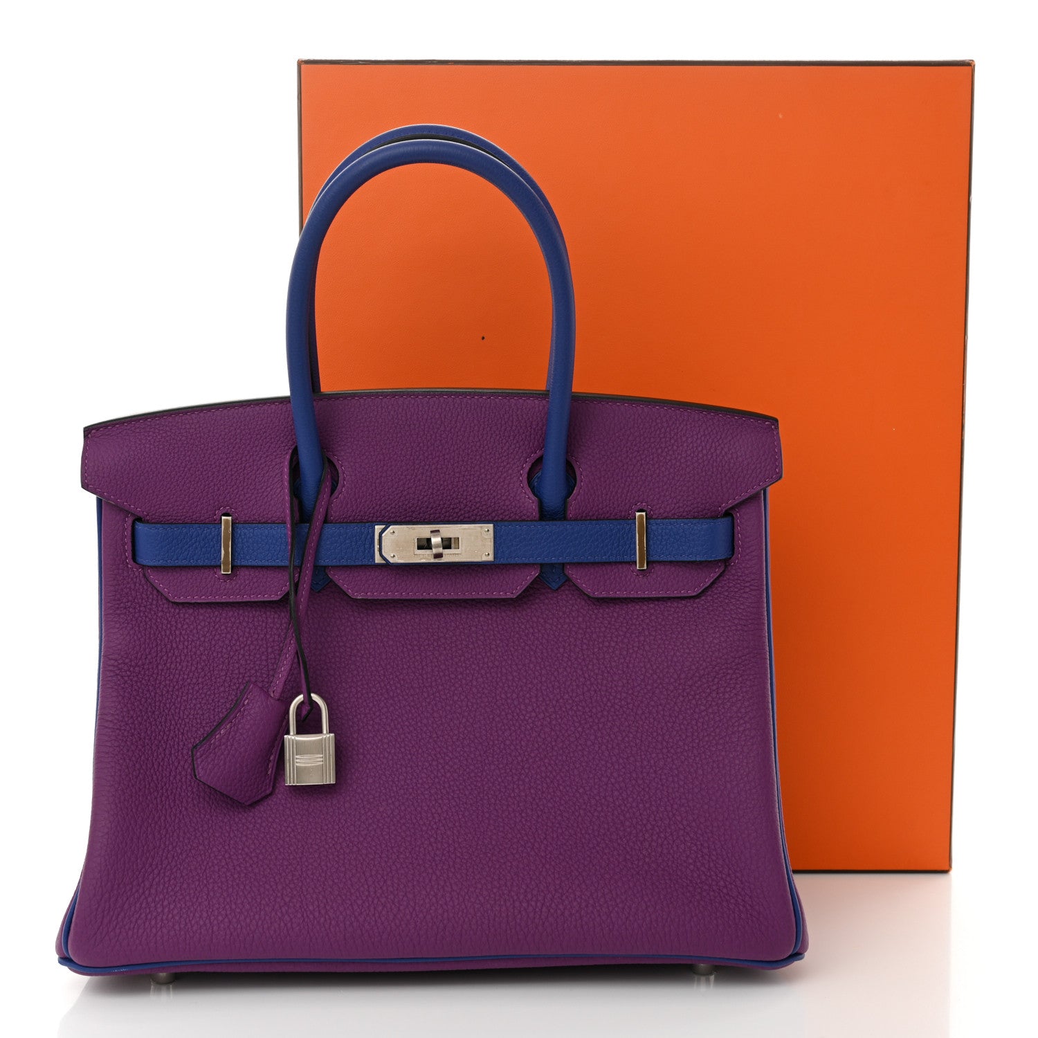Hermes Togo Horseshoe Birkin 30 Anemone Blue Electrique 13 of 13
