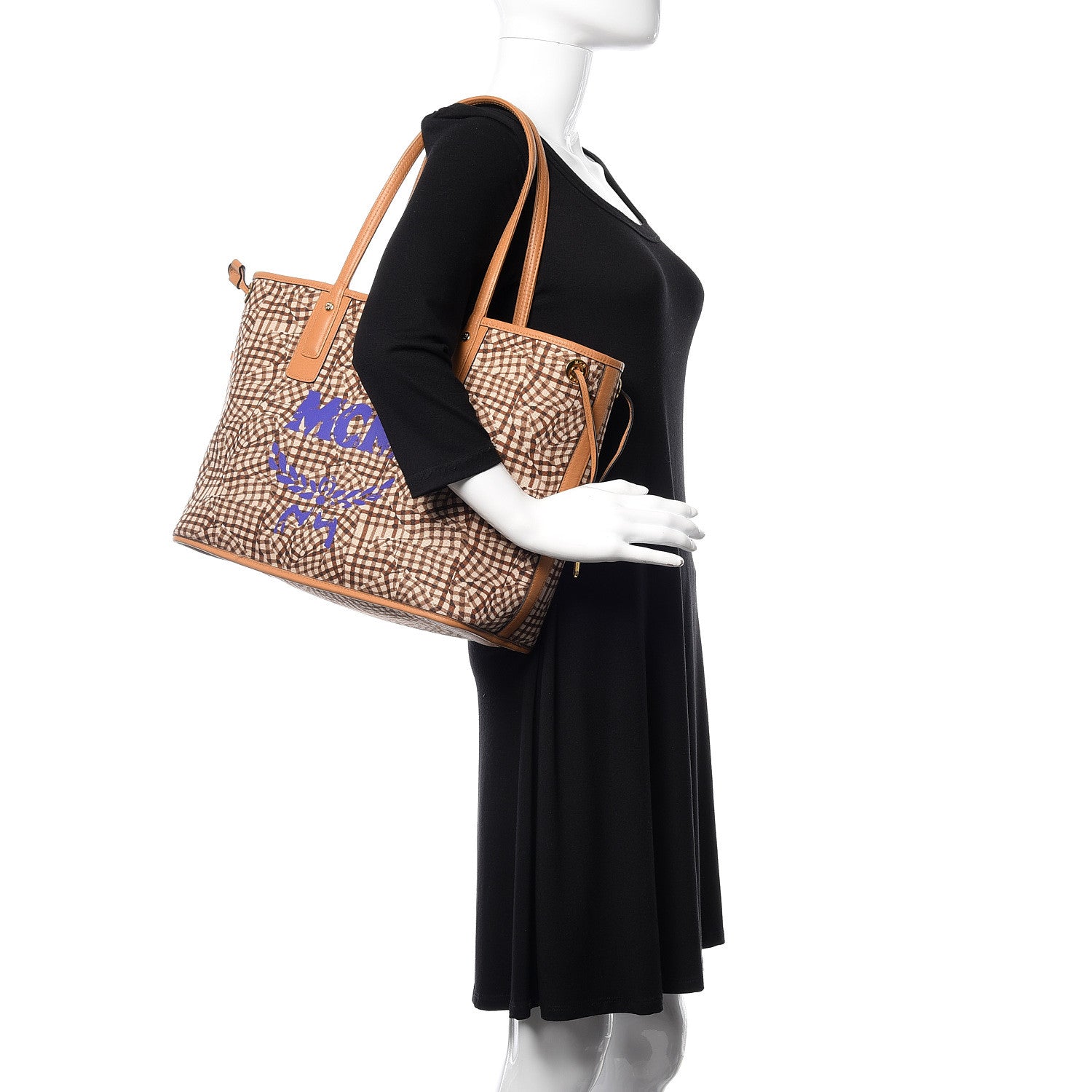 MCM Visetos Medium Liz Reversible Shopper Tote Cognac 3 of 15