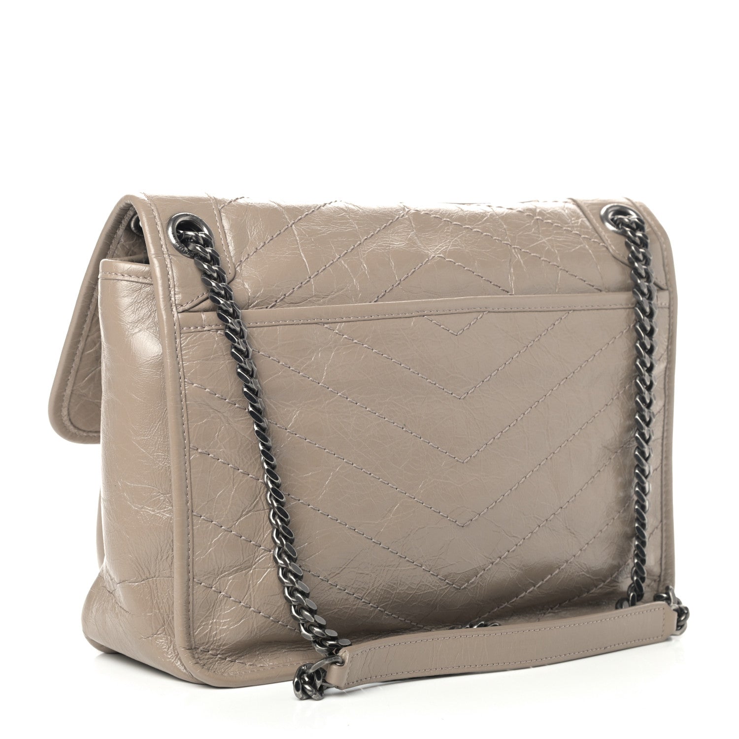 Saint Laurent Crinkled Calfskin Matelasse Monogram Medium Niki Chain Satchel Light Natural 2 of 9