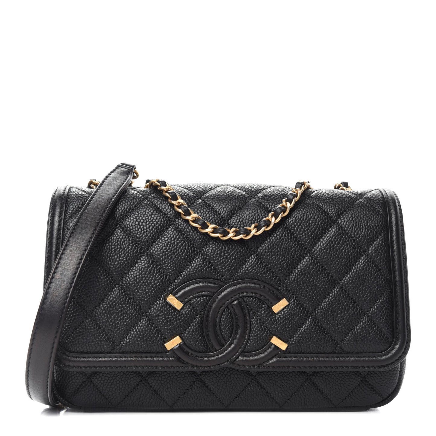 Caviar Quilted Small CC Filigree Flap Black