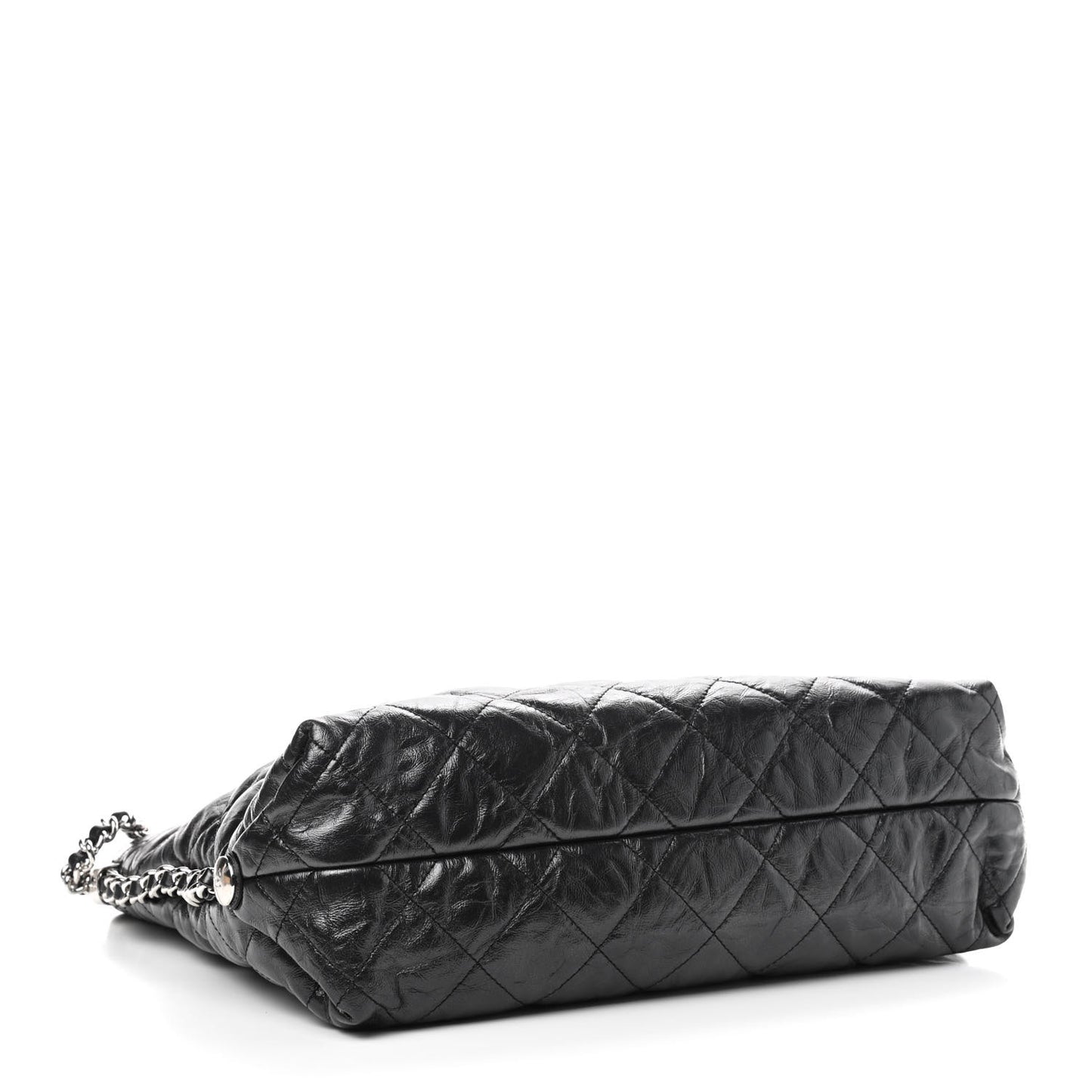 Metallic Crackled Calfskin Quilted Medium Big Bang Hobo Black
