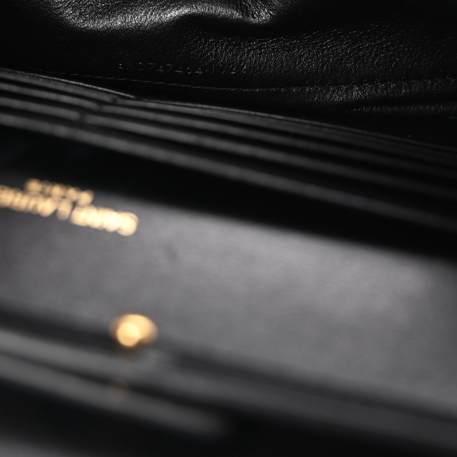 Saint Laurent Calfskin Crocodile Embossed Cassandre Wallet On Chain WOC Black 7 of 10