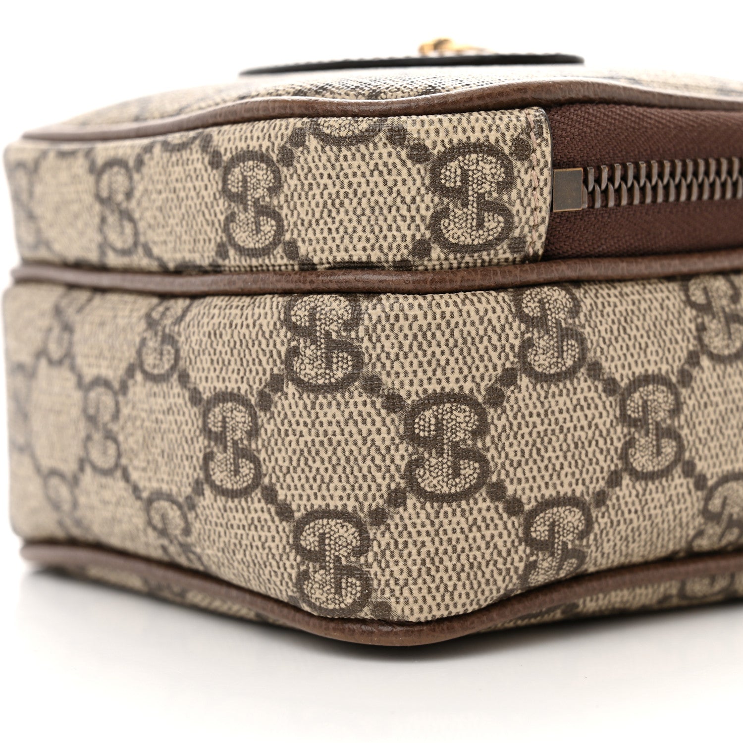 Gucci GG Supreme Monogram Mini Neo Vintage Double Zip Messenger Bag Beige New Acero Crop 10 of 12