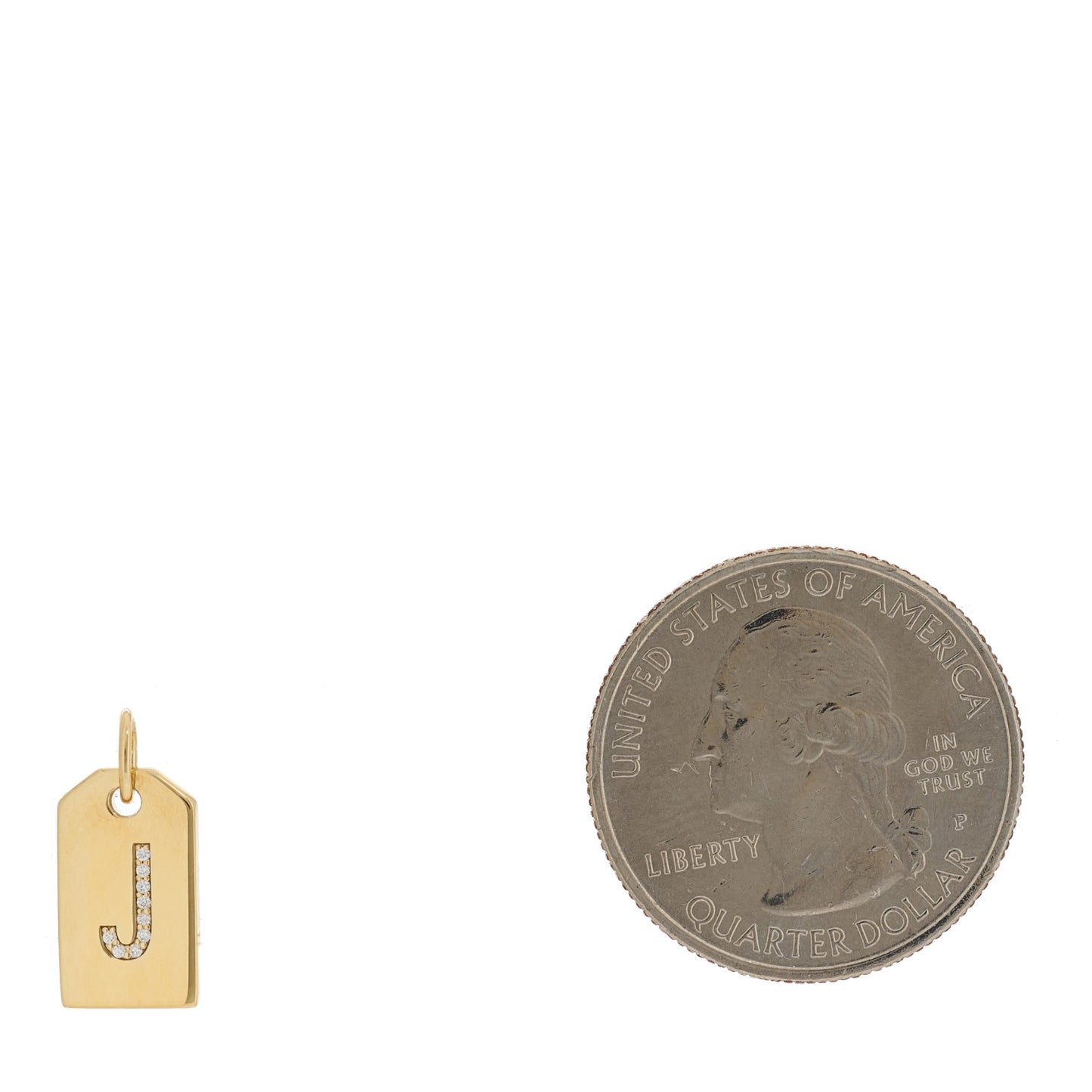 18K Yellow Gold Diamond Tag Letter J Charm