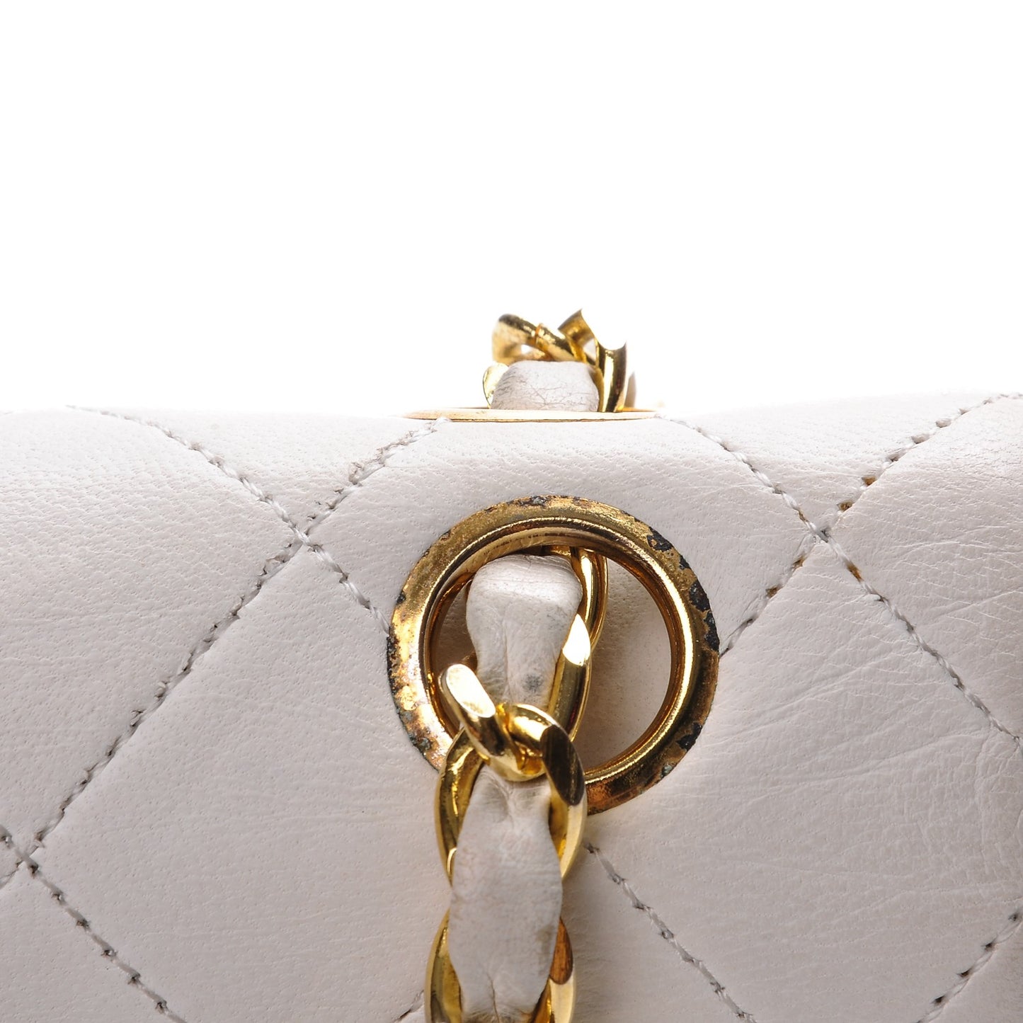 Lambskin Quilted Small Double Flap White