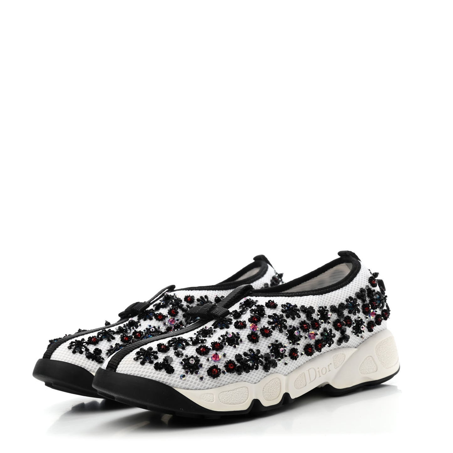 Technical Canvas Embellished Dior Fusion Sneakers 36.5 White Black