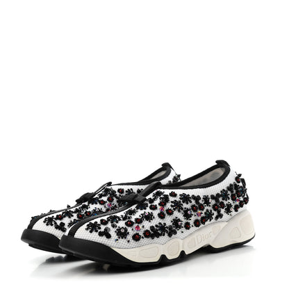 Christian Dior Technical Canvas Embellished Dior Fusion Sneakers 36.5 White Black 3 of 4