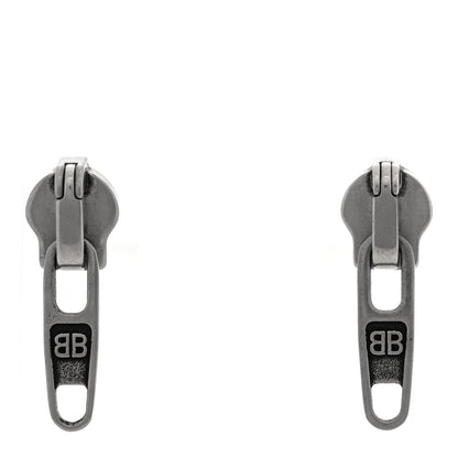 Balenciaga Metal Zip Up Earrings Silver 1 of 4