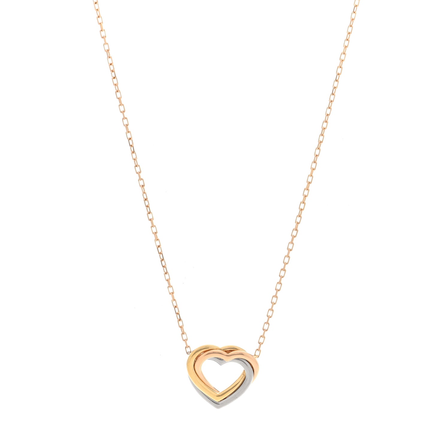 18K Pink Yellow White Gold Trinity Heart Necklace