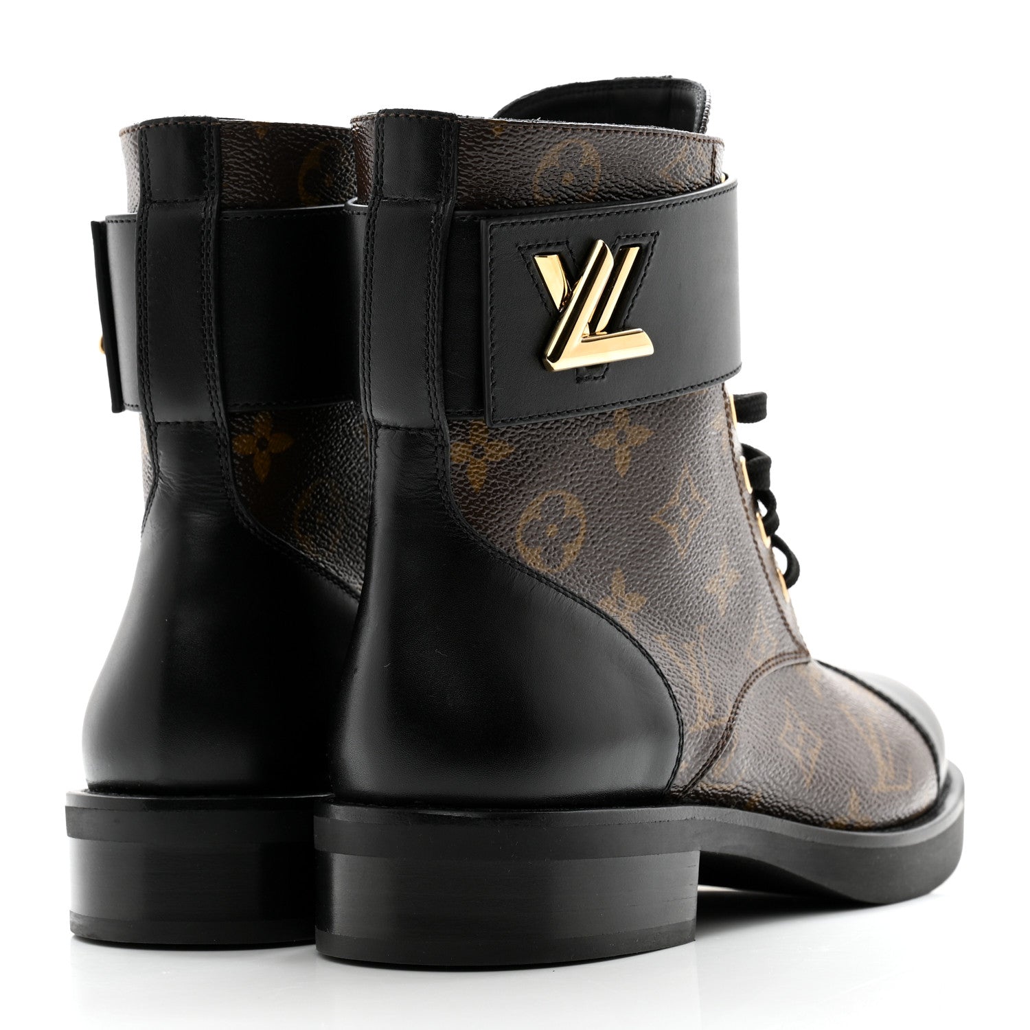 Louis Vuitton Calfskin Monogram Wonderland Flat Ranger Boots 38 Black 4 of 9