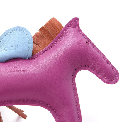 Hermes Milo Lambskin Grigri Rodeo Horse Bag Charm PM Rose Pourpre Cornaline Celeste 4 of 6