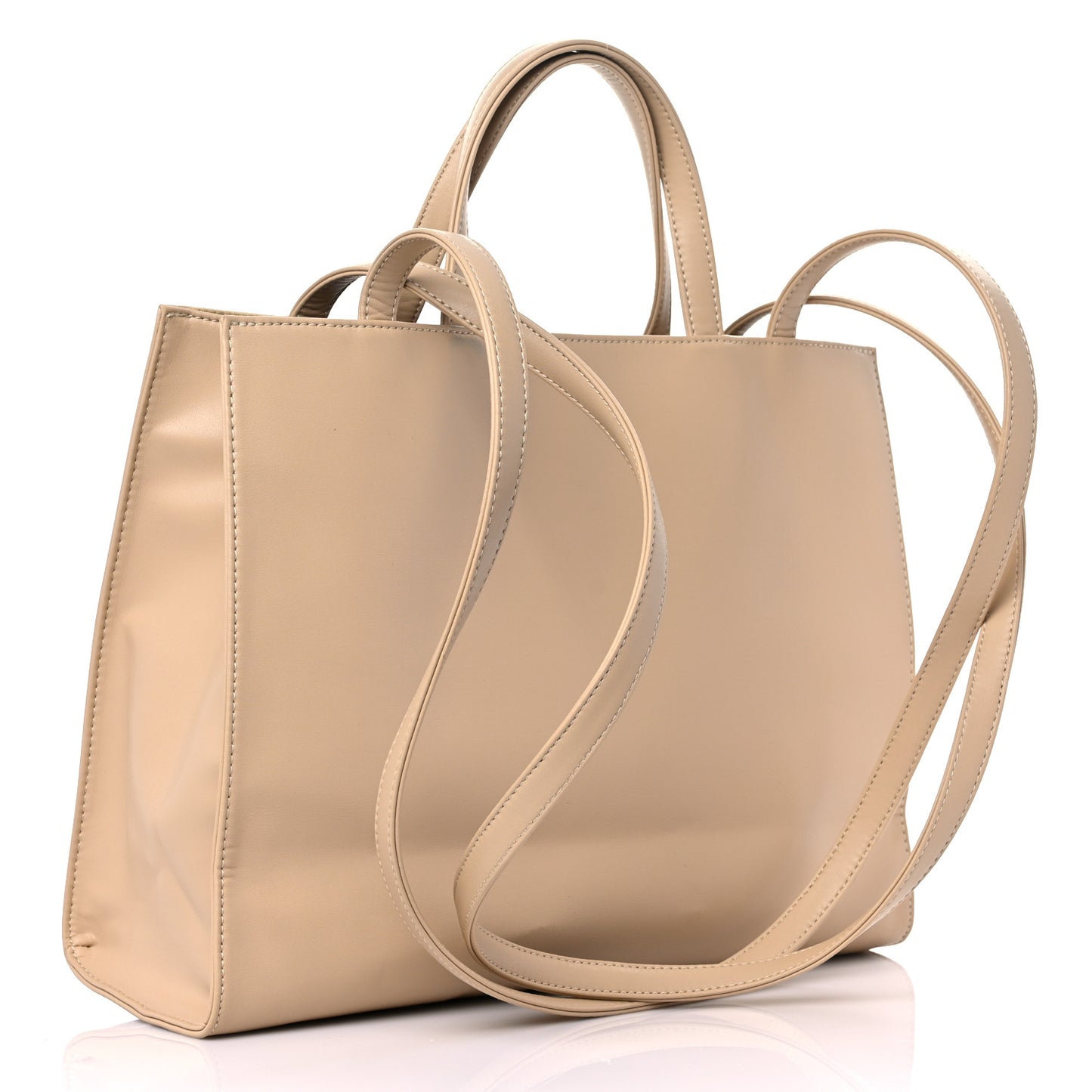 Vegan Leather Medium Shopping Bag Cream