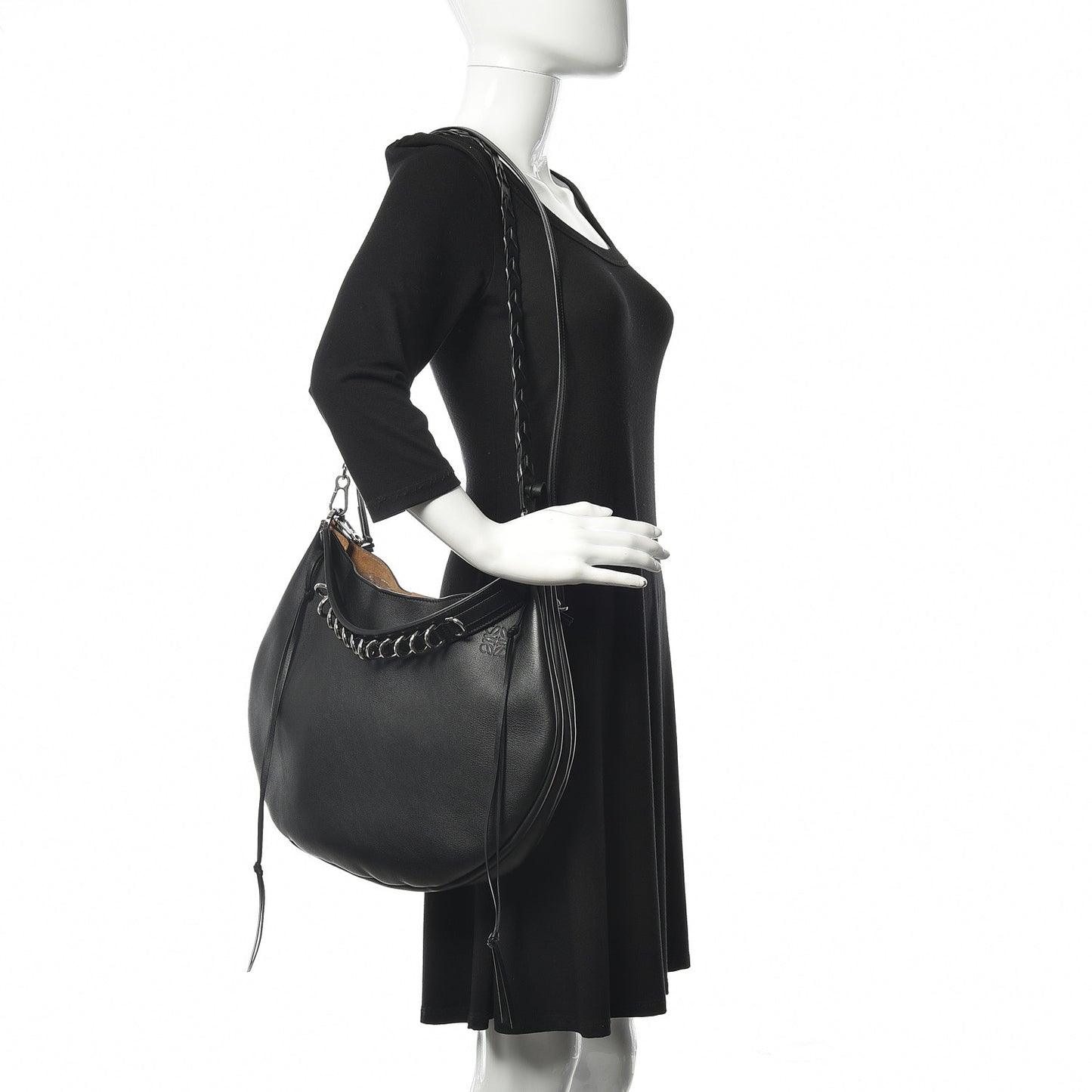 Calfskin Fortune Hobo Black