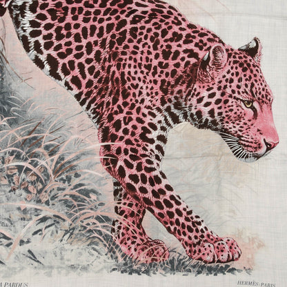 Hermes Cashmere Silk Panthera Pardus Shawl 140 Gris Chine Rose Ardoise 1 of 6