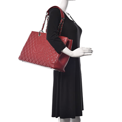Chanel Caviar Quilted XL Grand Shopping Tote GST Red 2 of 14