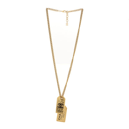 Chanel ID Dog Tag Charm Necklace Gold 3 of 7