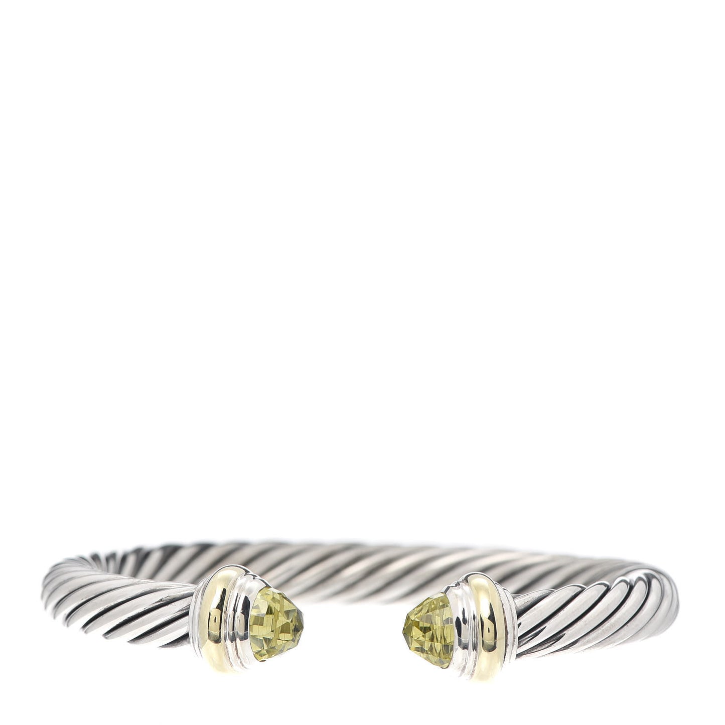 Sterling Silver 14K Yellow Gold Lemon Citrine 7mm Cable Classics Bracelet