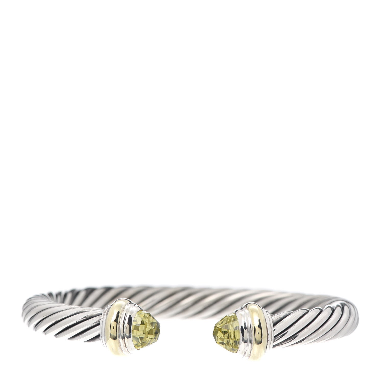 David Yurman Sterling Silver 14K Yellow Gold Lemon Citrine 7mm Cable Classics Bracelet 1 of 5