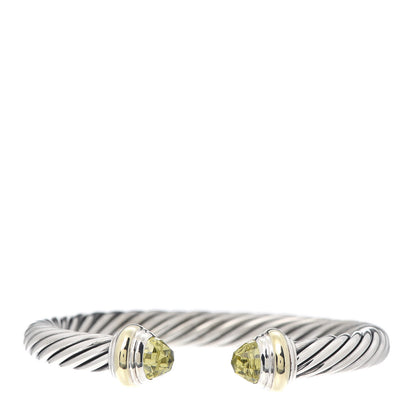 David Yurman Sterling Silver 14K Yellow Gold Lemon Citrine 7mm Cable Classics Bracelet 1 of 5