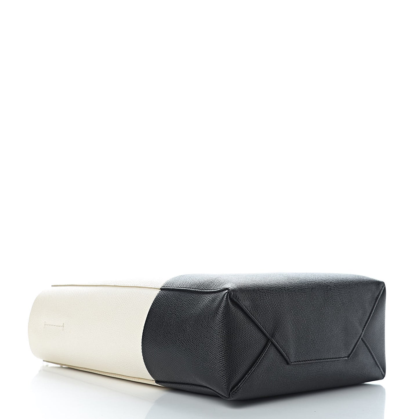 Grained Calfskin Small Vertical Bi-Cabas Cream Black