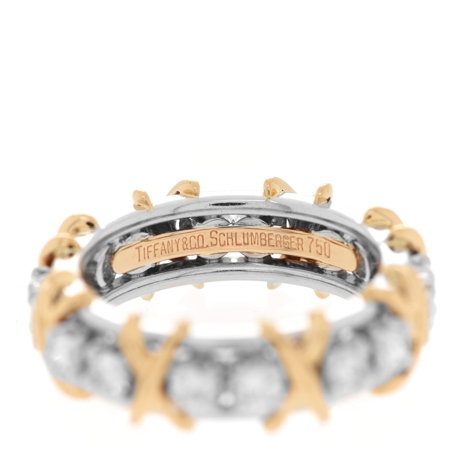Tiffany 18K Yellow Gold Platinum Diamond Schlumberger Sixteen Stone Ring 50 5.25 4 of 6