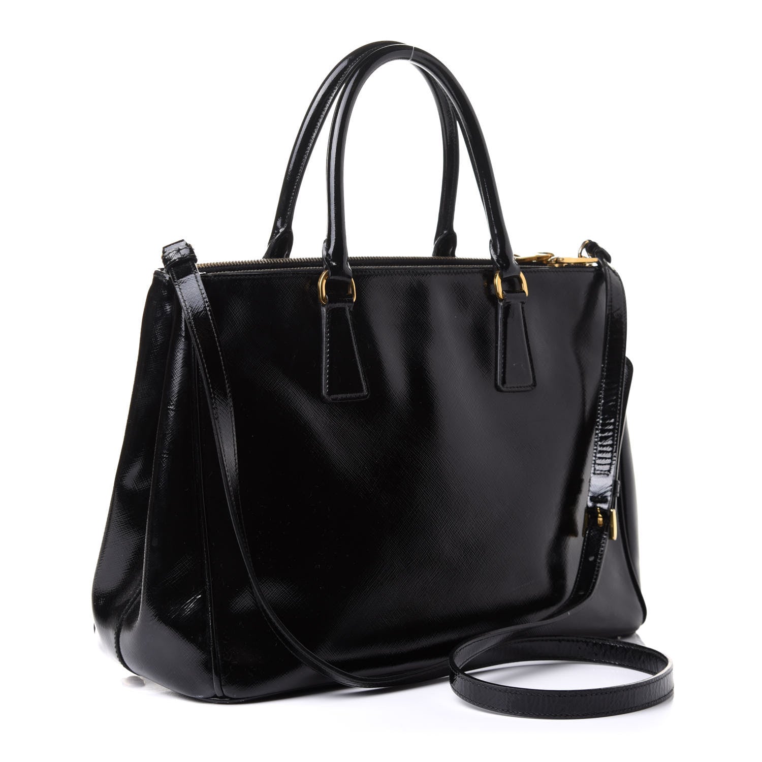 Prada Saffiano Vernice Medium Galleria Double Zip Tote Black 3 of 15
