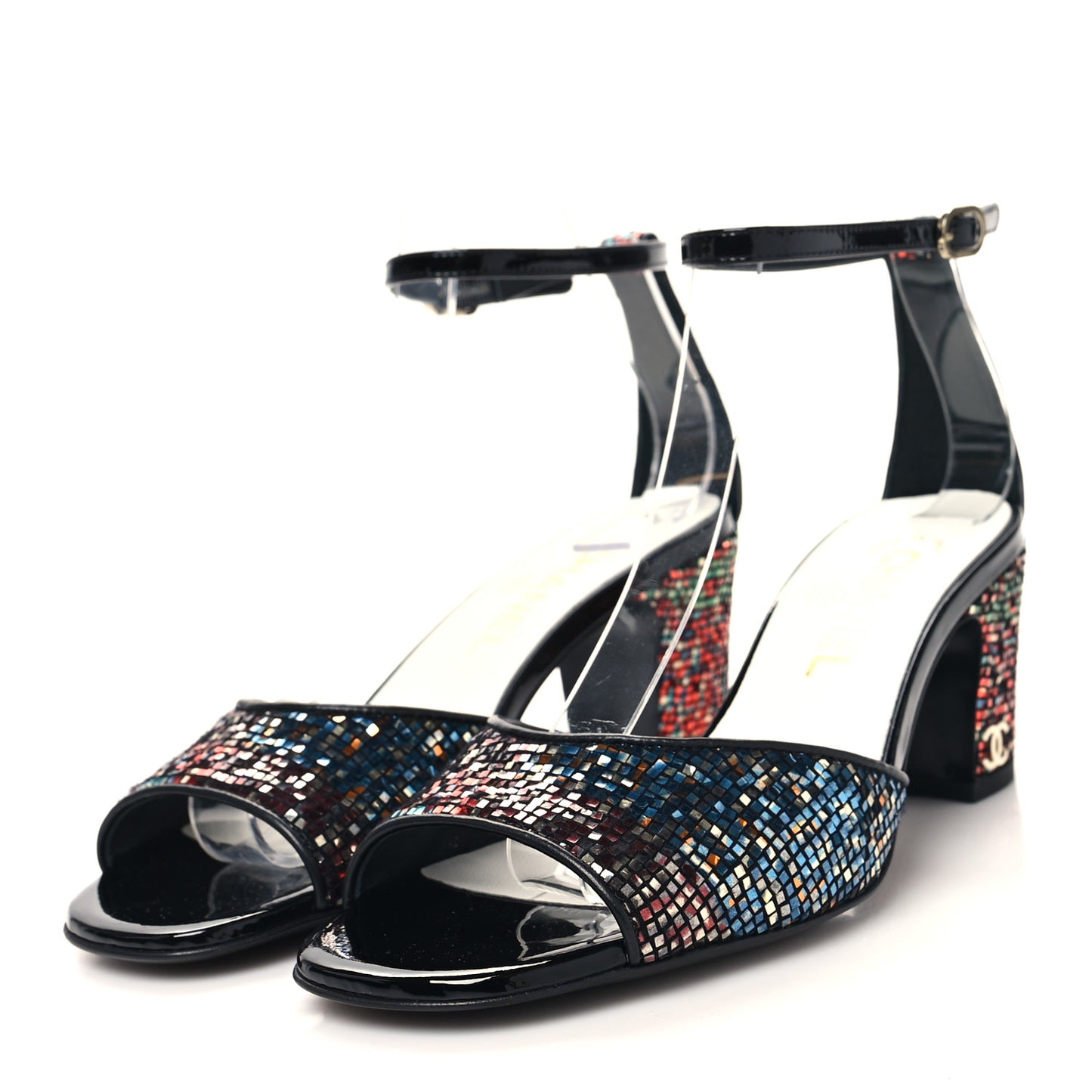 Glitter Ankle Strap Sandals 37 Multicolor