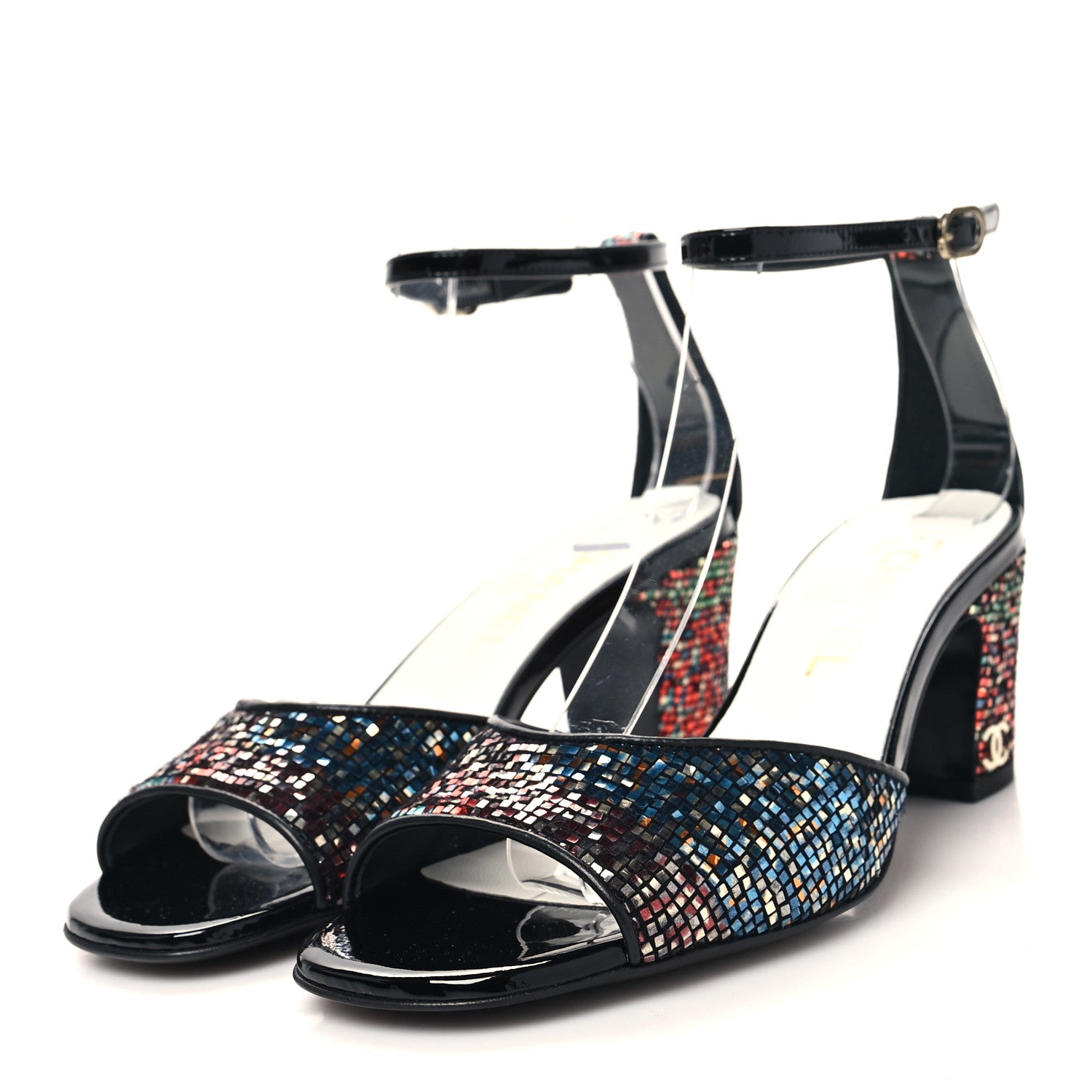 Chanel Glitter Ankle Strap Sandals 37 Multicolor 3 of 9