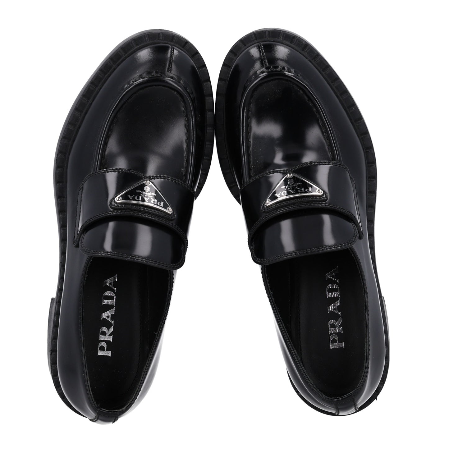 Spazzolato Metal Triangle Logo 50mm Loafers 36 Black