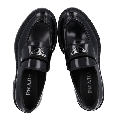 Prada Spazzolato Metal Triangle Logo 50mm Loafers 36 Black 2 of 11