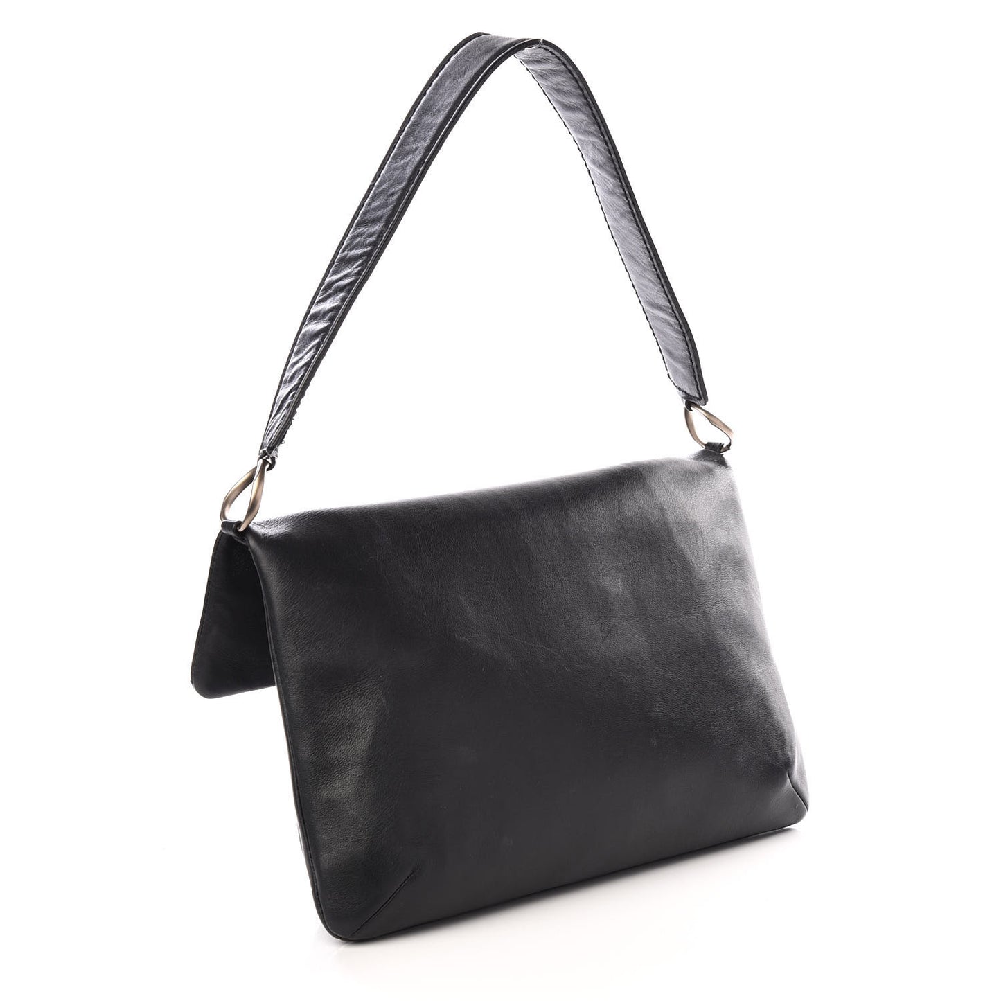 Calfskin Square Stitched Mademoiselle Shoulder Bag Black