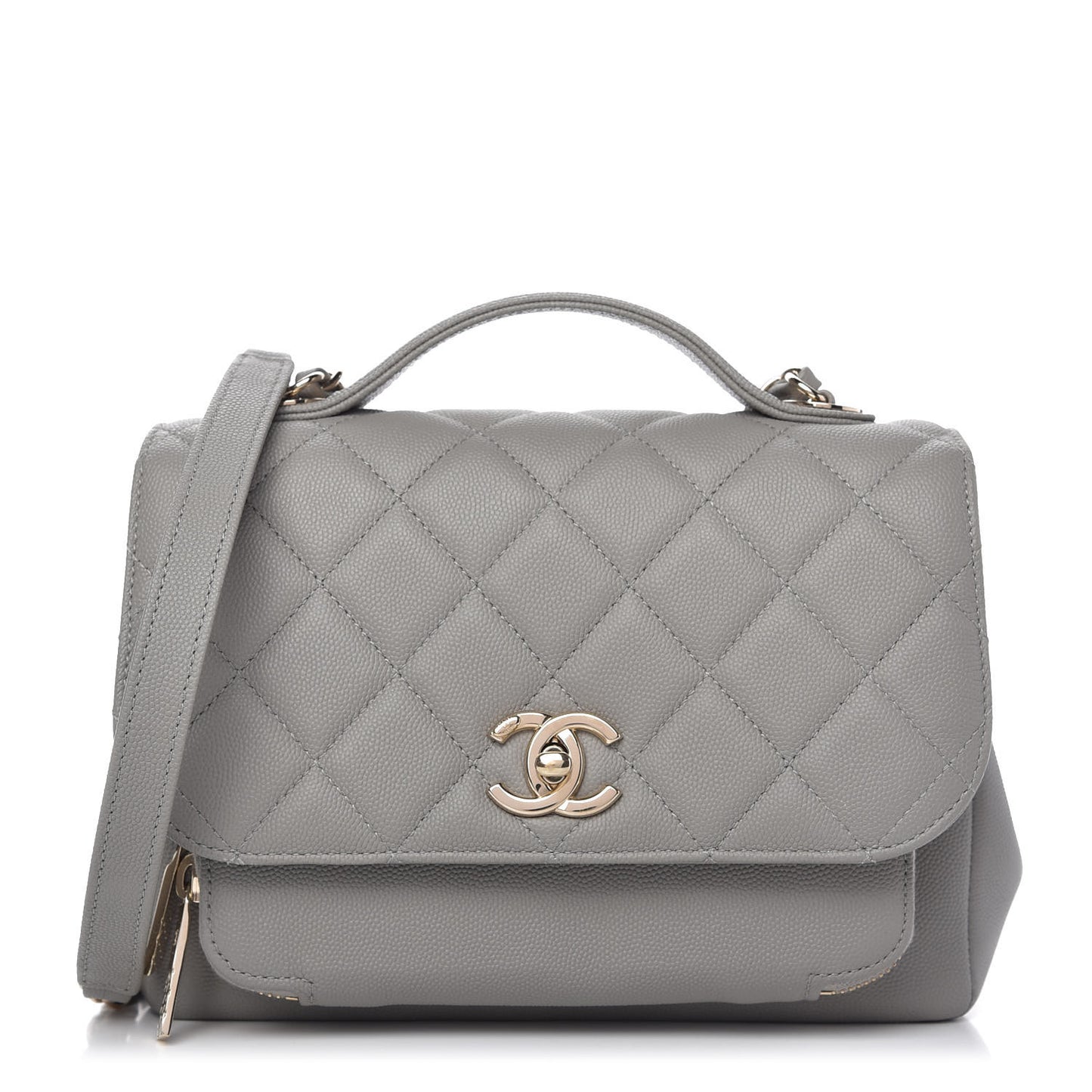 Caviar Quilted Small Business Affinity Flap Grey