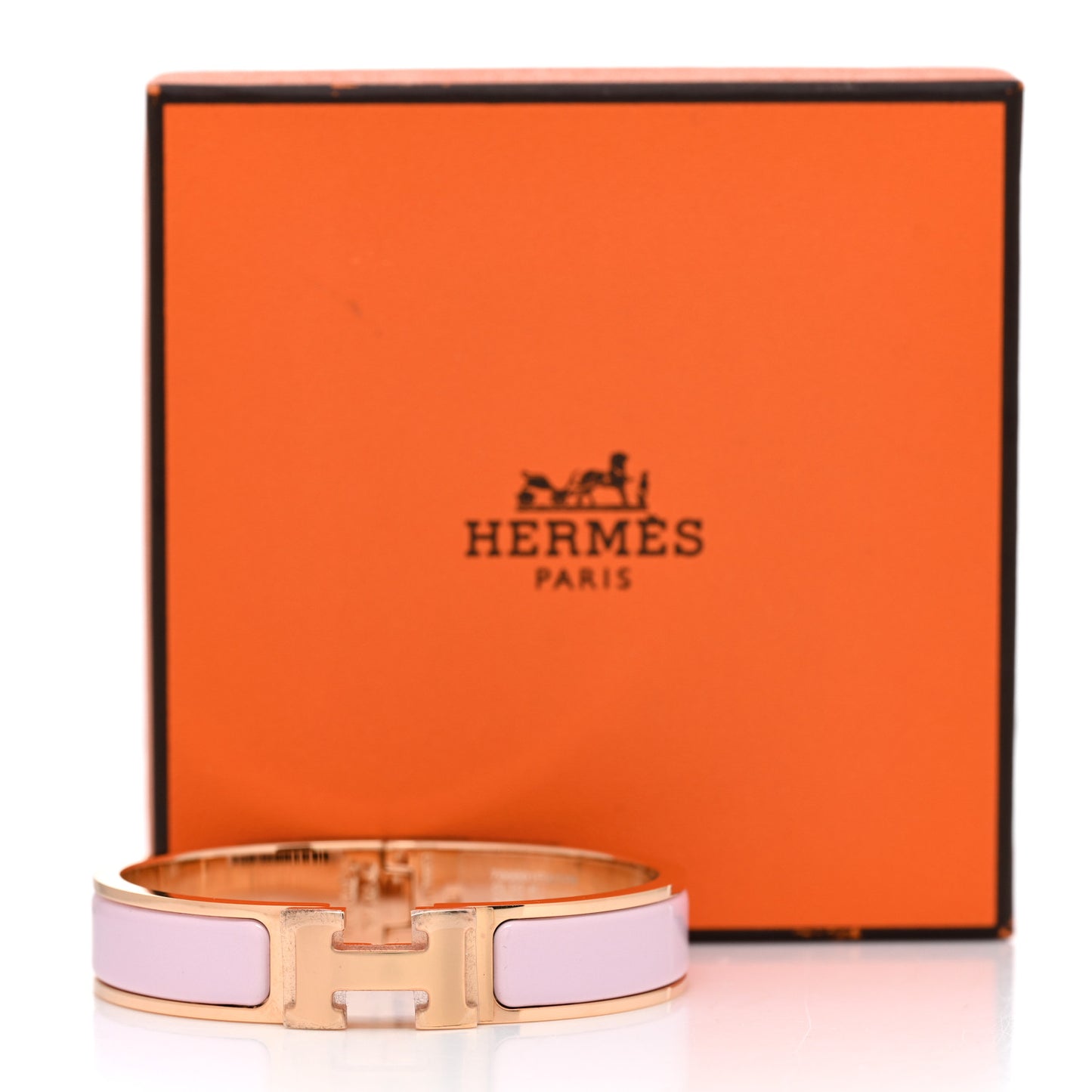 Enamel Clic Clac H Narrow Bracelet PM Rose Dragee