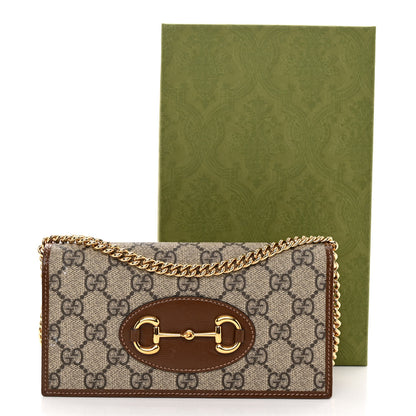 Gucci GG Supreme Monogram Azalea Calfskin Horsebit 1955 Wallet On Chain Beige Ebony Brown Sugar 11 of 11