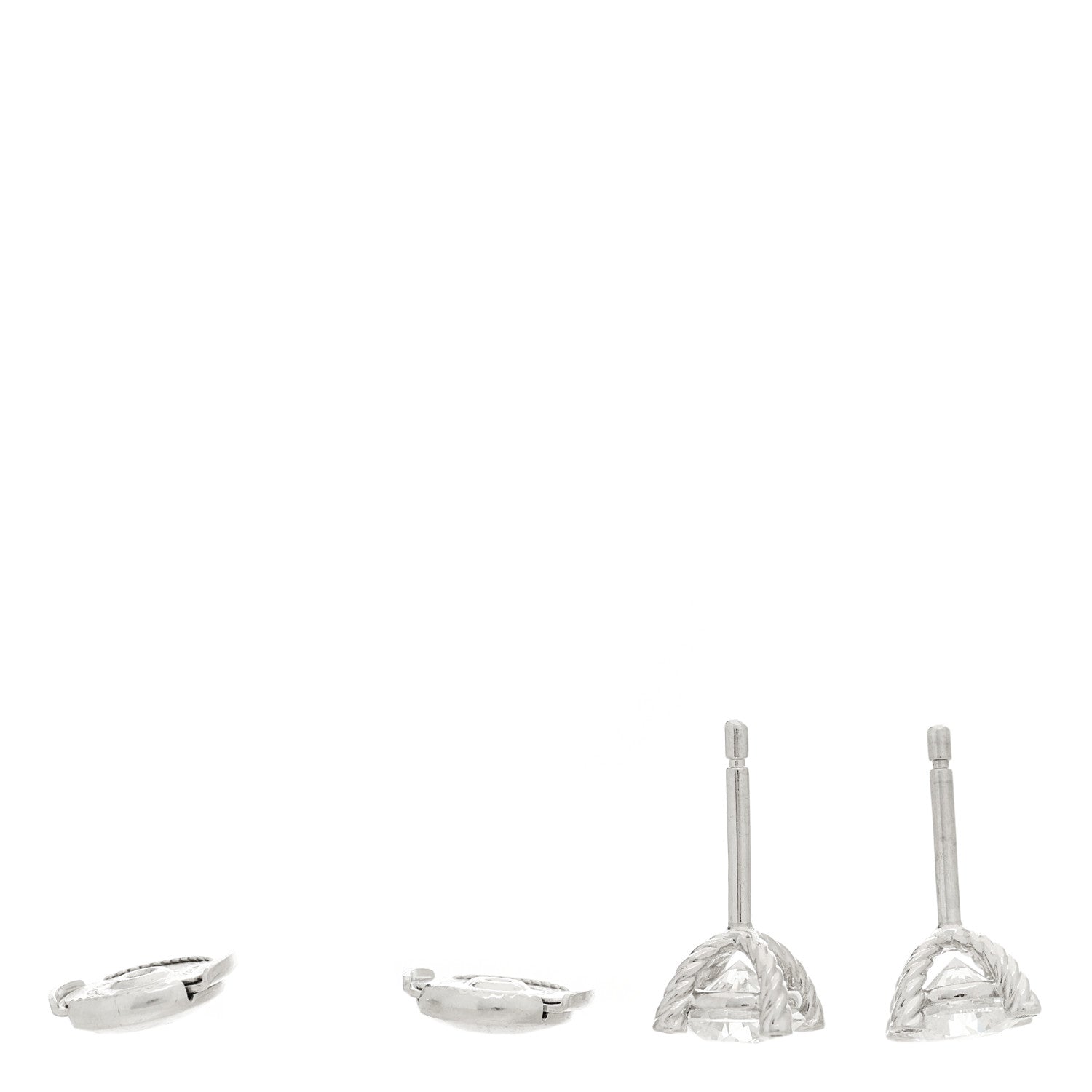David Yurman Platinum Diamond 1.49ctw Solitaire Stud Earrings 3 of 4
