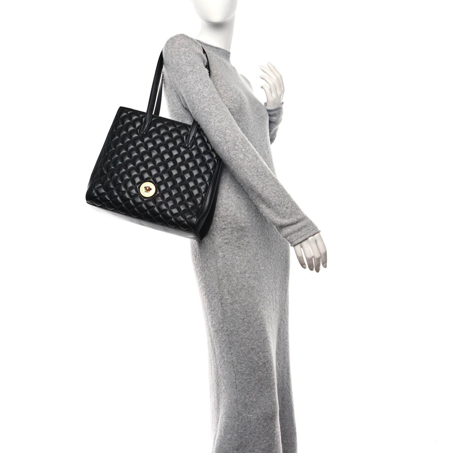 Versace Nappa Quilted Medusa Tote Black 2 of 13