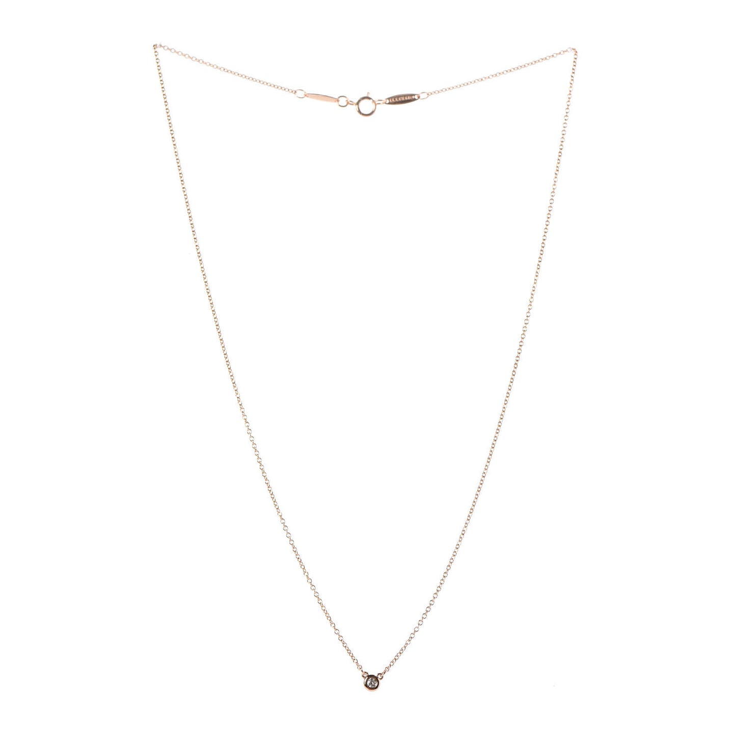 18K Rose Gold Diamond .03ct Elsa Peretti Diamonds by the Yard Pendant Necklace