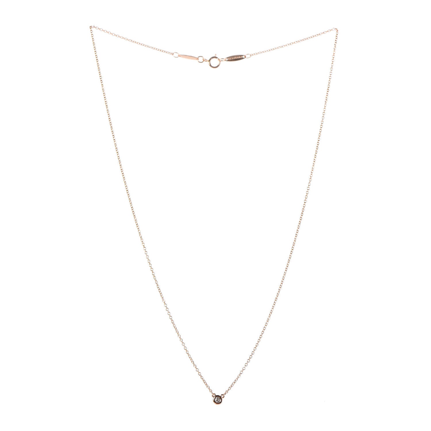 Tiffany 18K Rose Gold Diamond .03ct Elsa Peretti Diamonds by the Yard Pendant Necklace 3 of 5