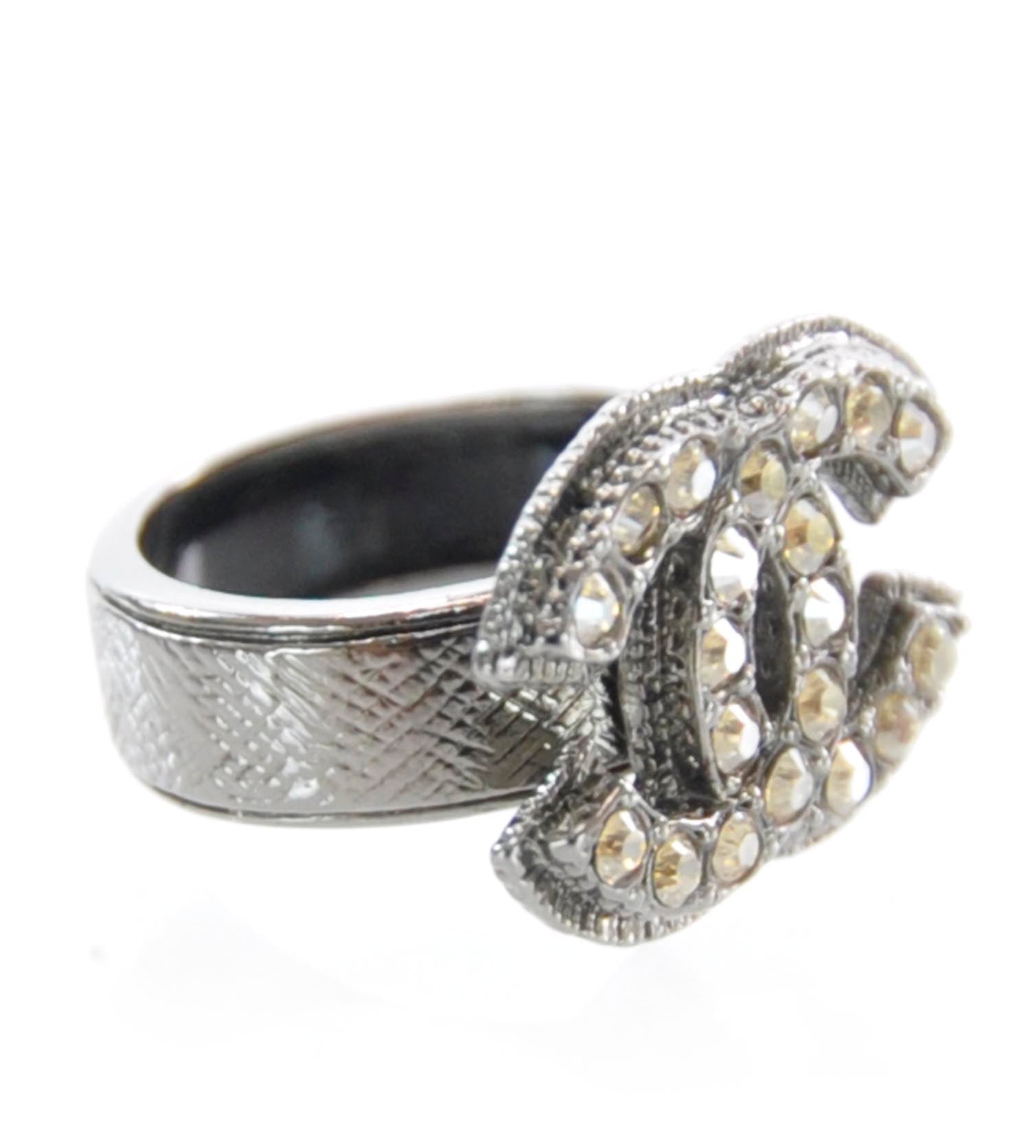 Chanel Crystal CC Ring 6.5 2 of 5