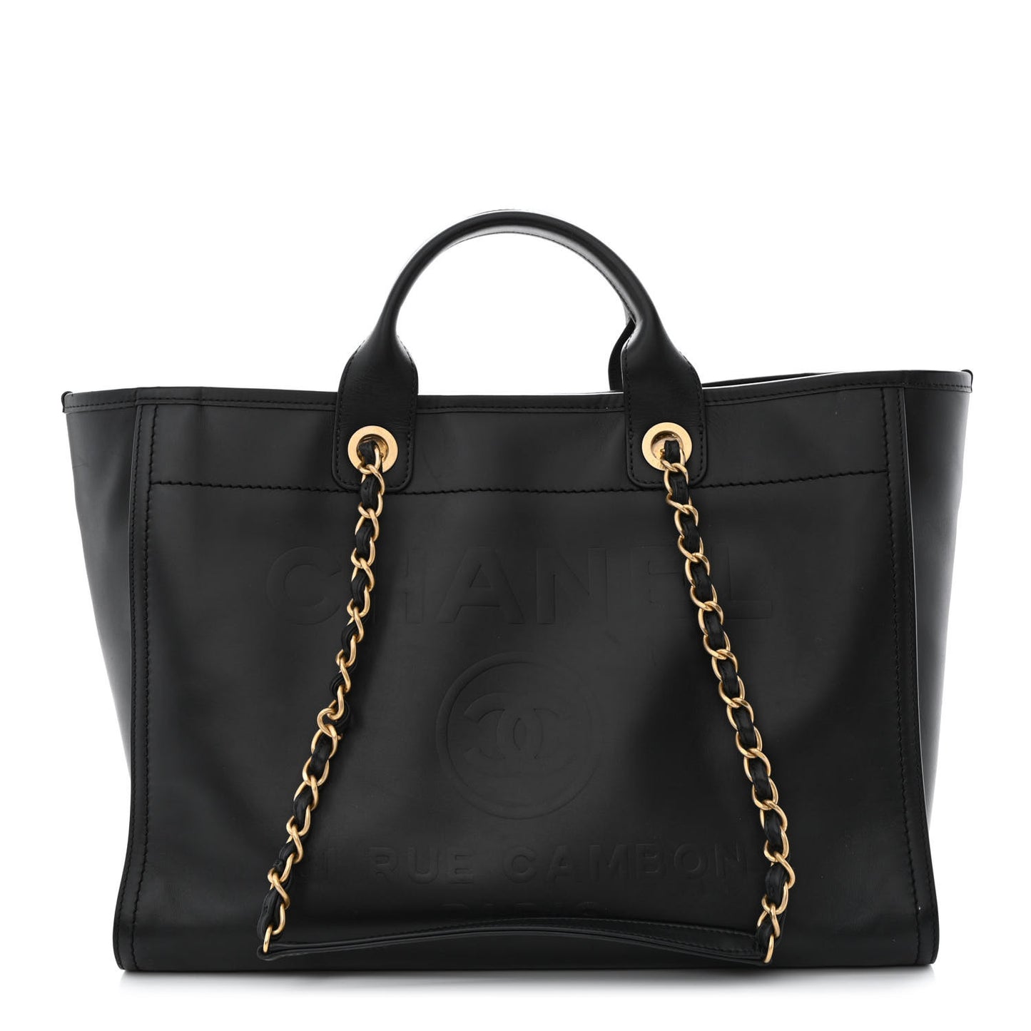 Calfskin Medium Deauville Tote Black
