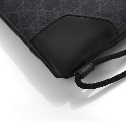 Gucci Soft GG Supreme Monogram Appia Calfskin Web Drawstring Backpack Black 9 of 9