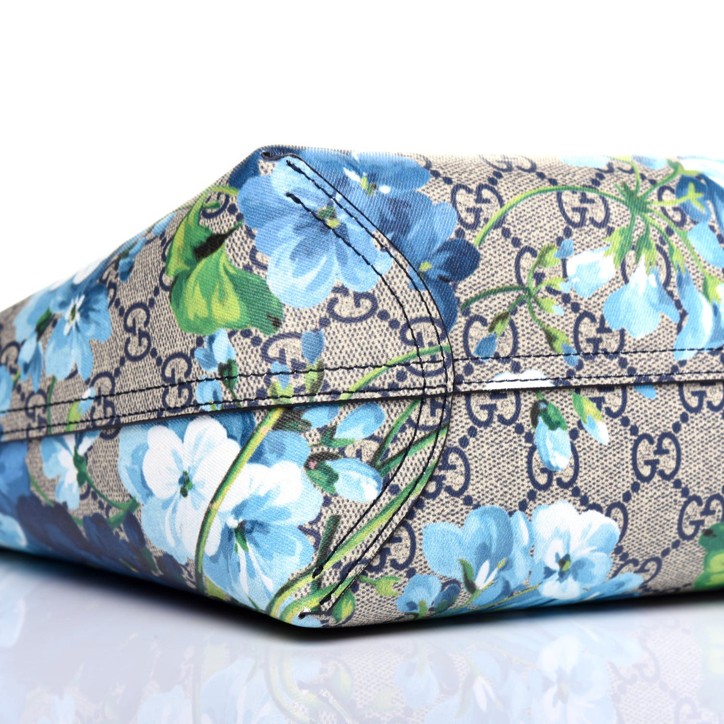 GG Supreme Monogram Blooms Small Reversible Tote Beige Blue Navy